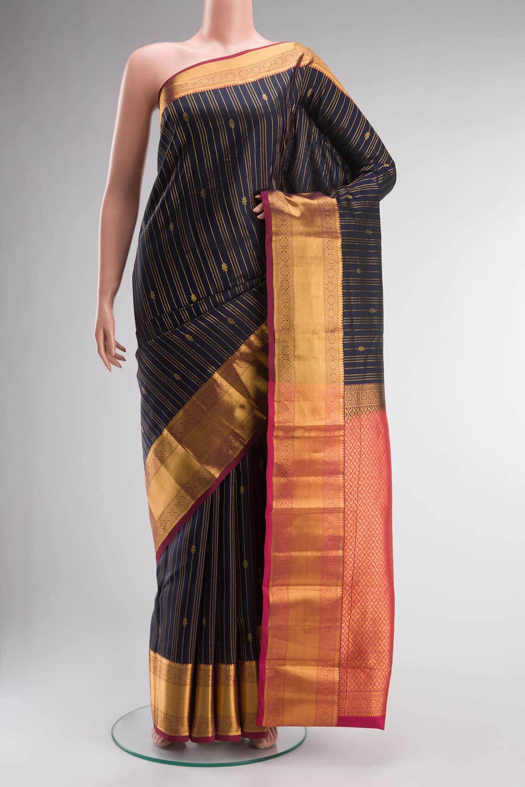 Navy Blue Kanchipuram Silk Saree