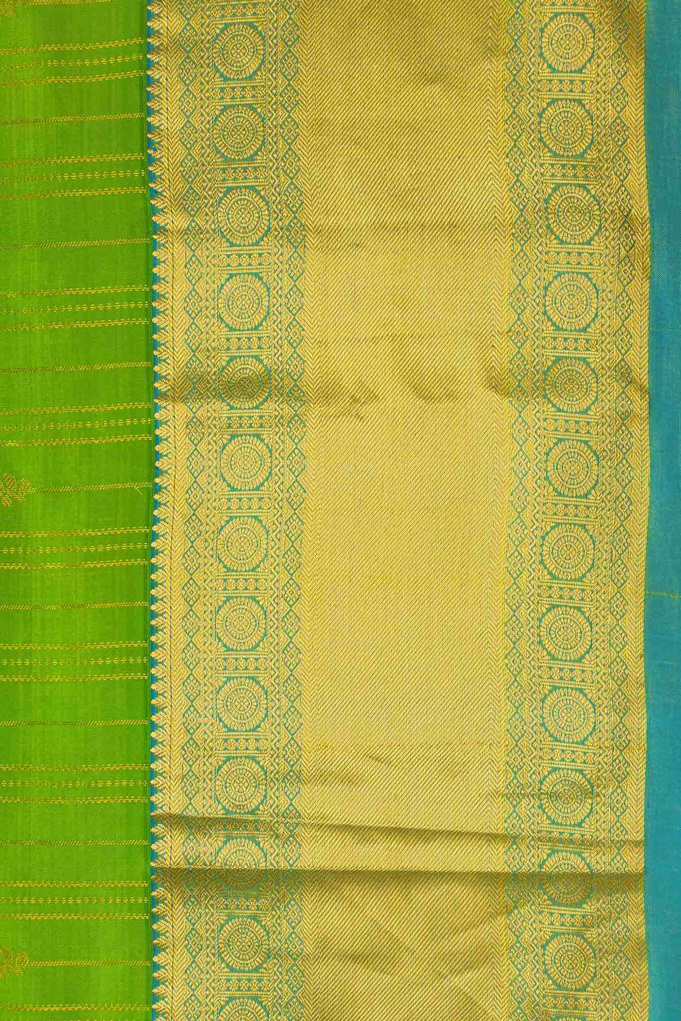 Parrot Green Dual Tone Kanchipuram Silk Saree