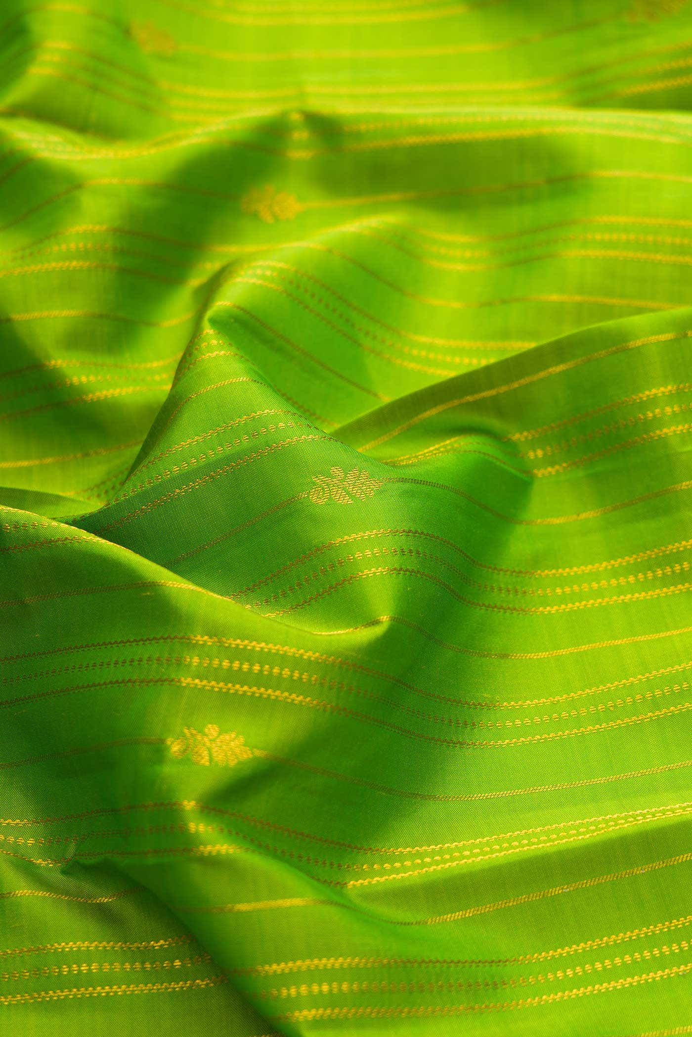 Parrot Green Dual Tone Kanchipuram Silk Saree
