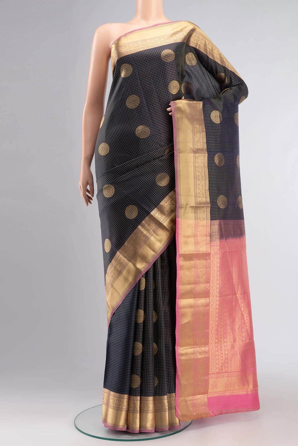 Navy Blue Kanchipuram Silk Saree