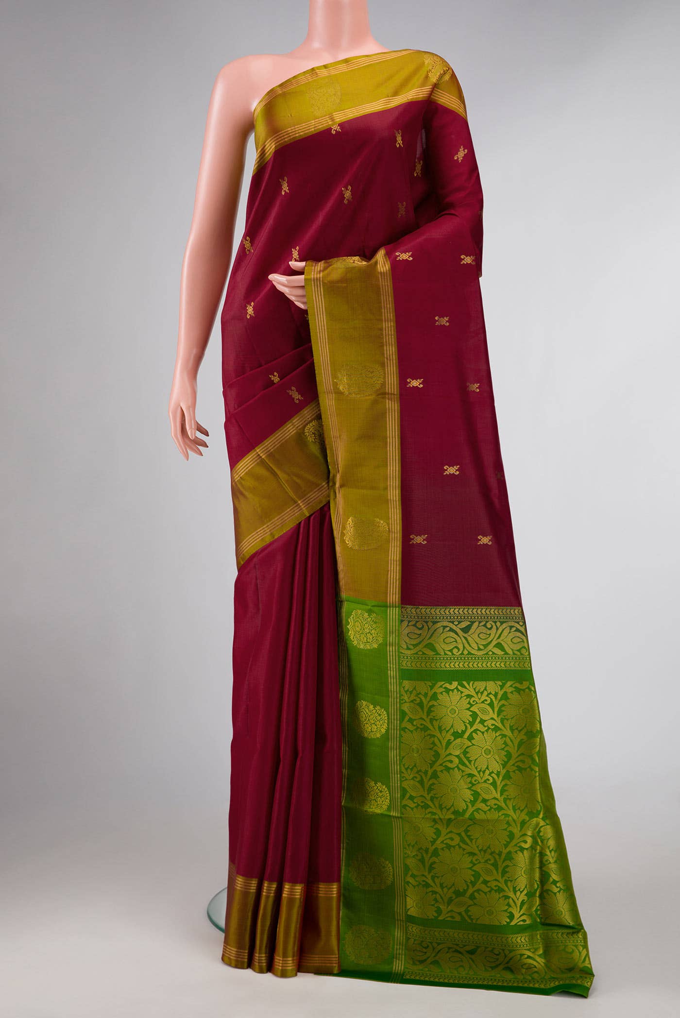 Maroon Dual Tone Soft Silk Saree