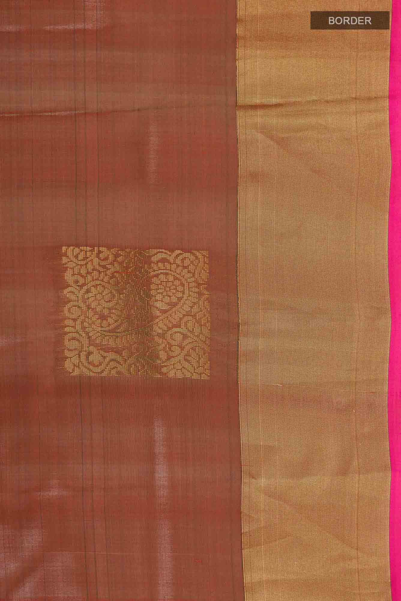 Rust with Green Dual Tone Soft Silk Saree