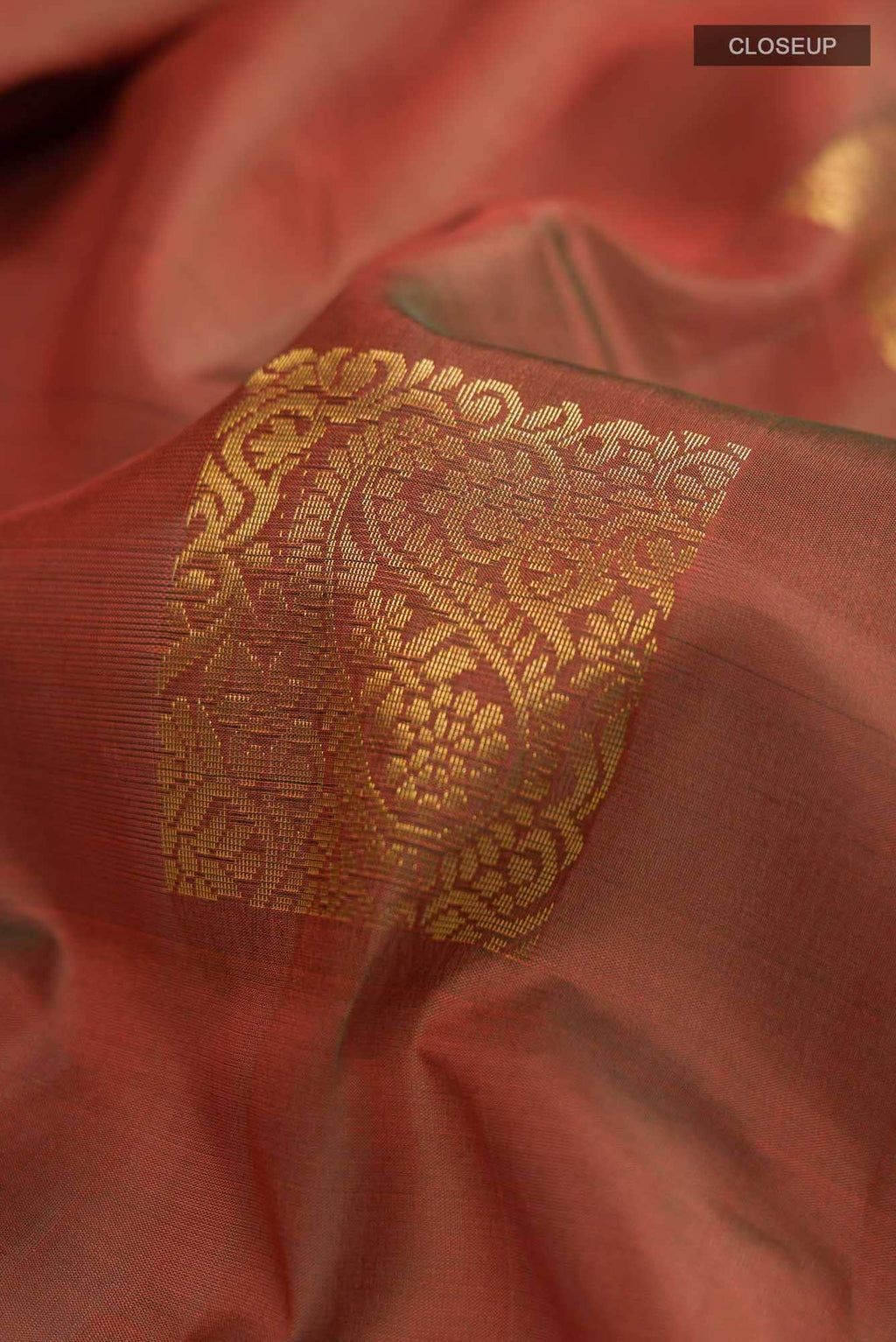 Rust with Green Dual Tone Soft Silk Saree