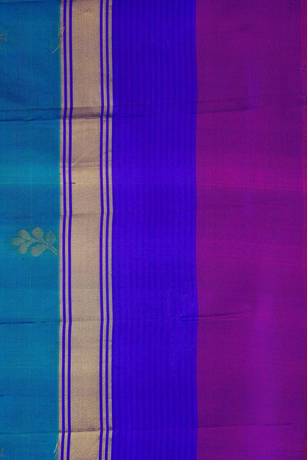 Peacock Blue Dual Tone Soft Silk Saree