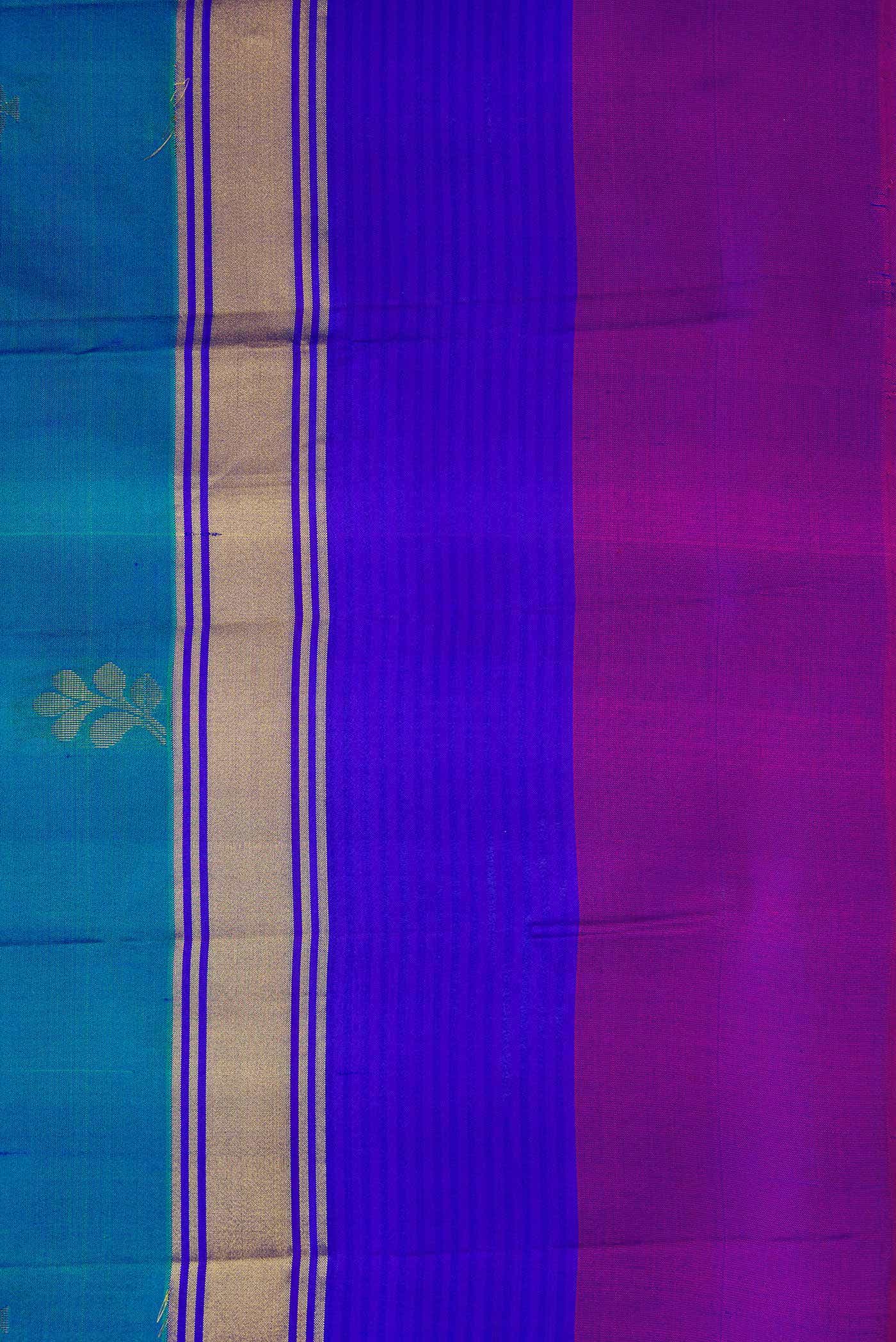 Peacock Blue Dual Tone Soft Silk Saree