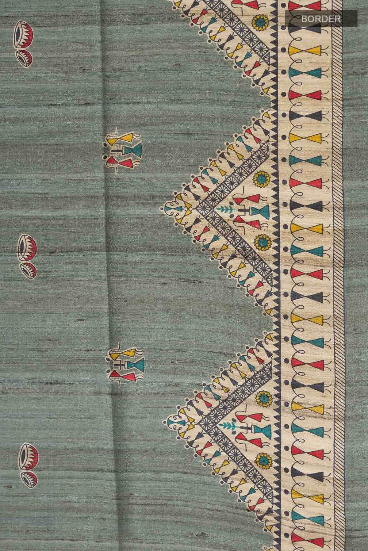 Grey Tussar Silk Saree