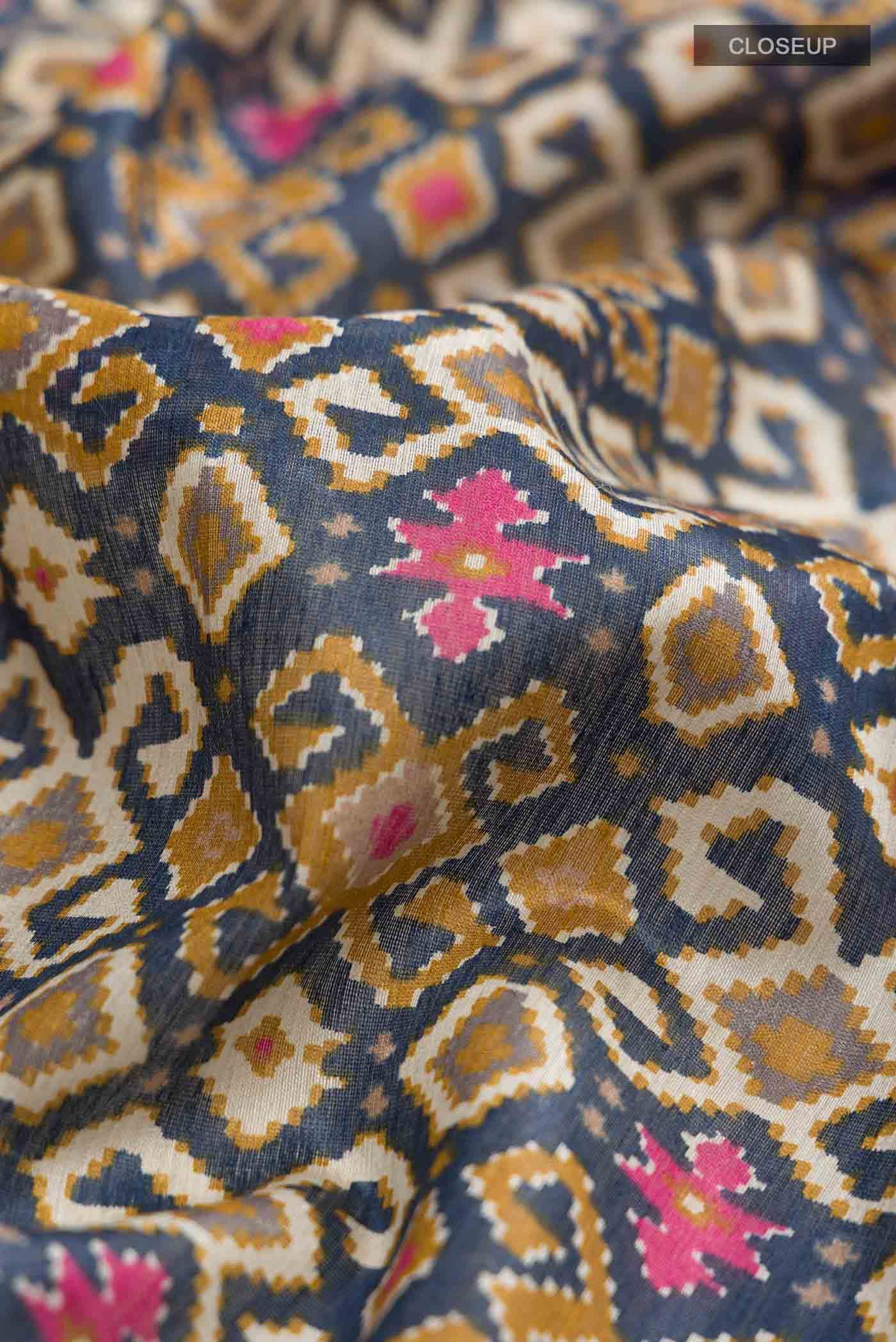 Blue Tussar Silk Saree