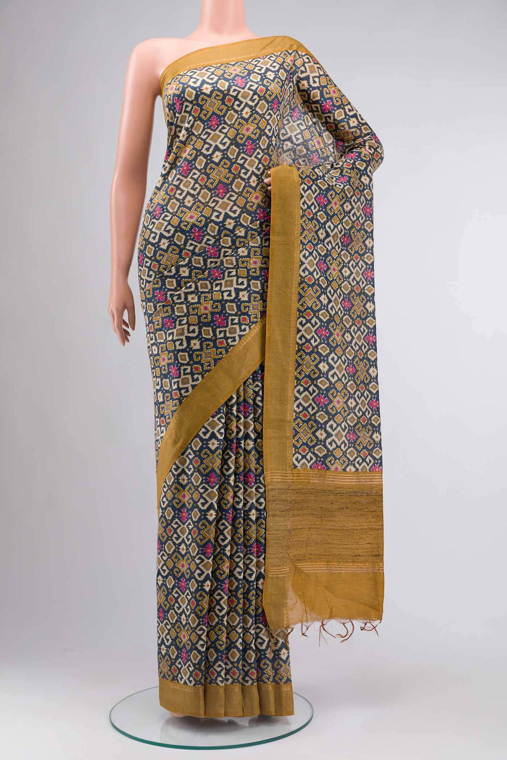 Blue Tussar Silk Saree