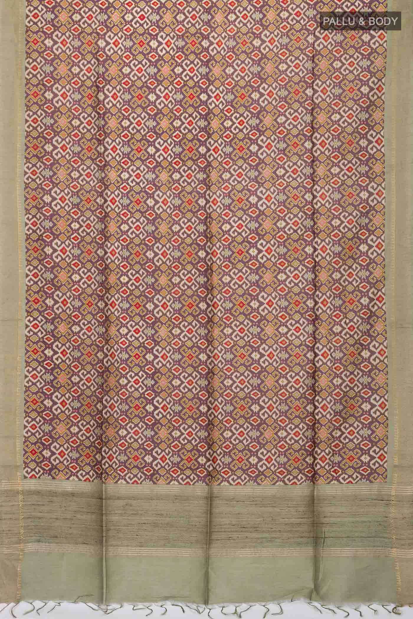 Brown Tussar Silk Saree