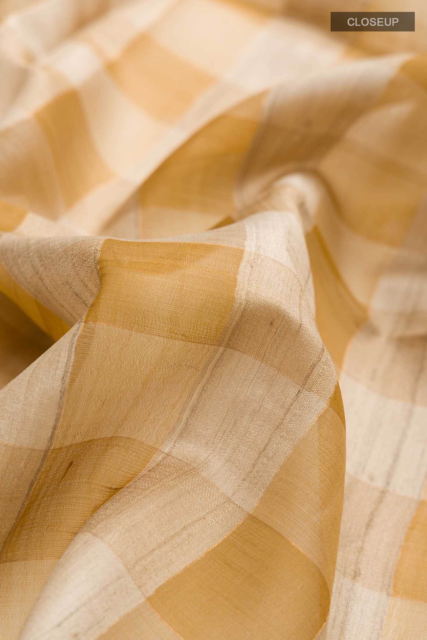 Beige Tussar Silk Saree
