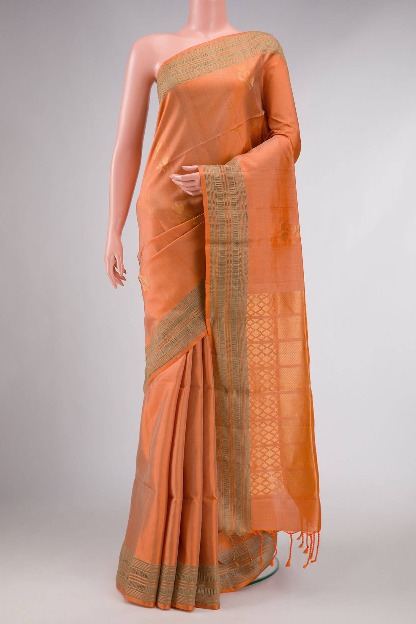 Peach Dual Tone Soft Silk Saree
