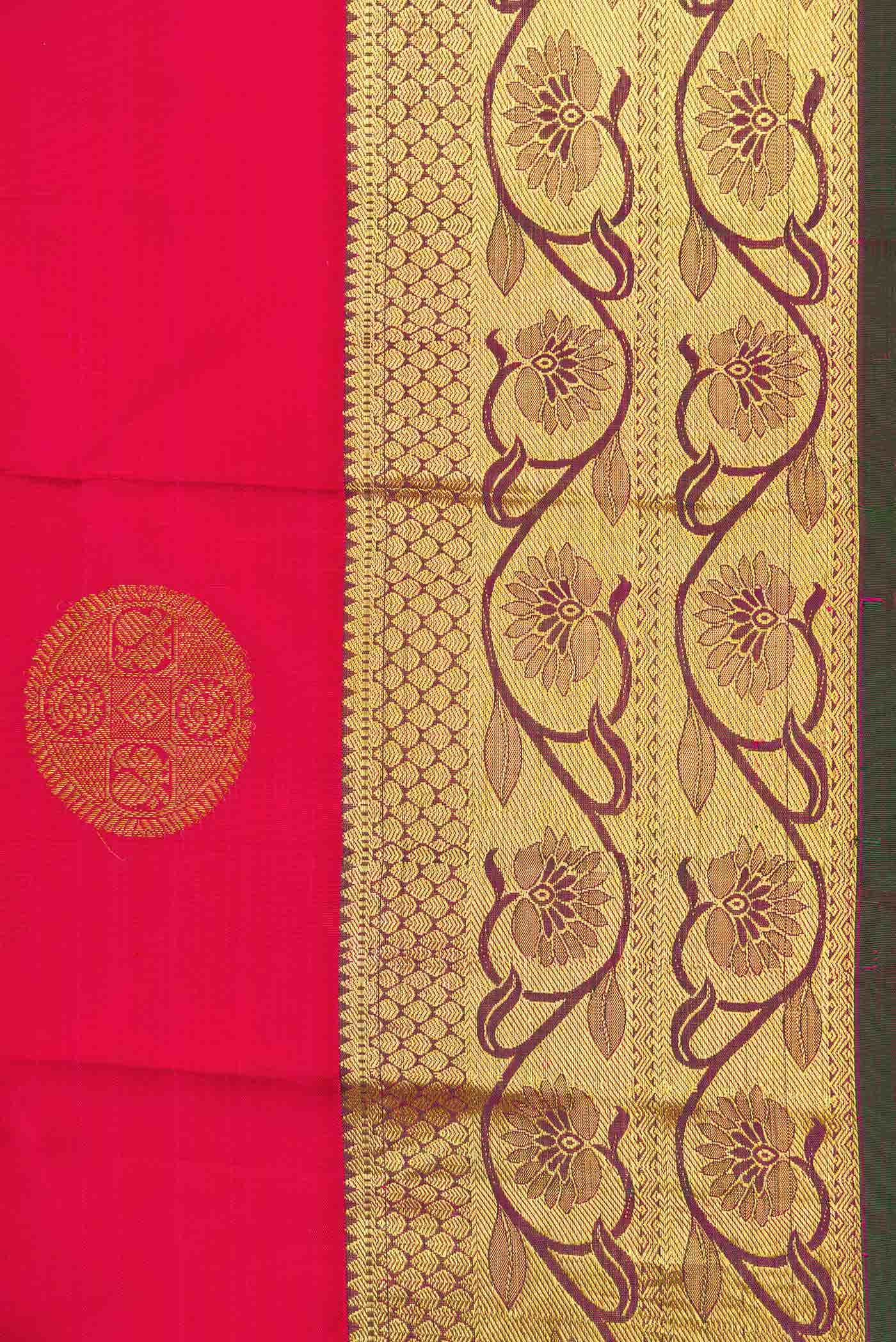 Pure Silk Pure Zari Dark Pink Dual Tone Kanchipuram Saree