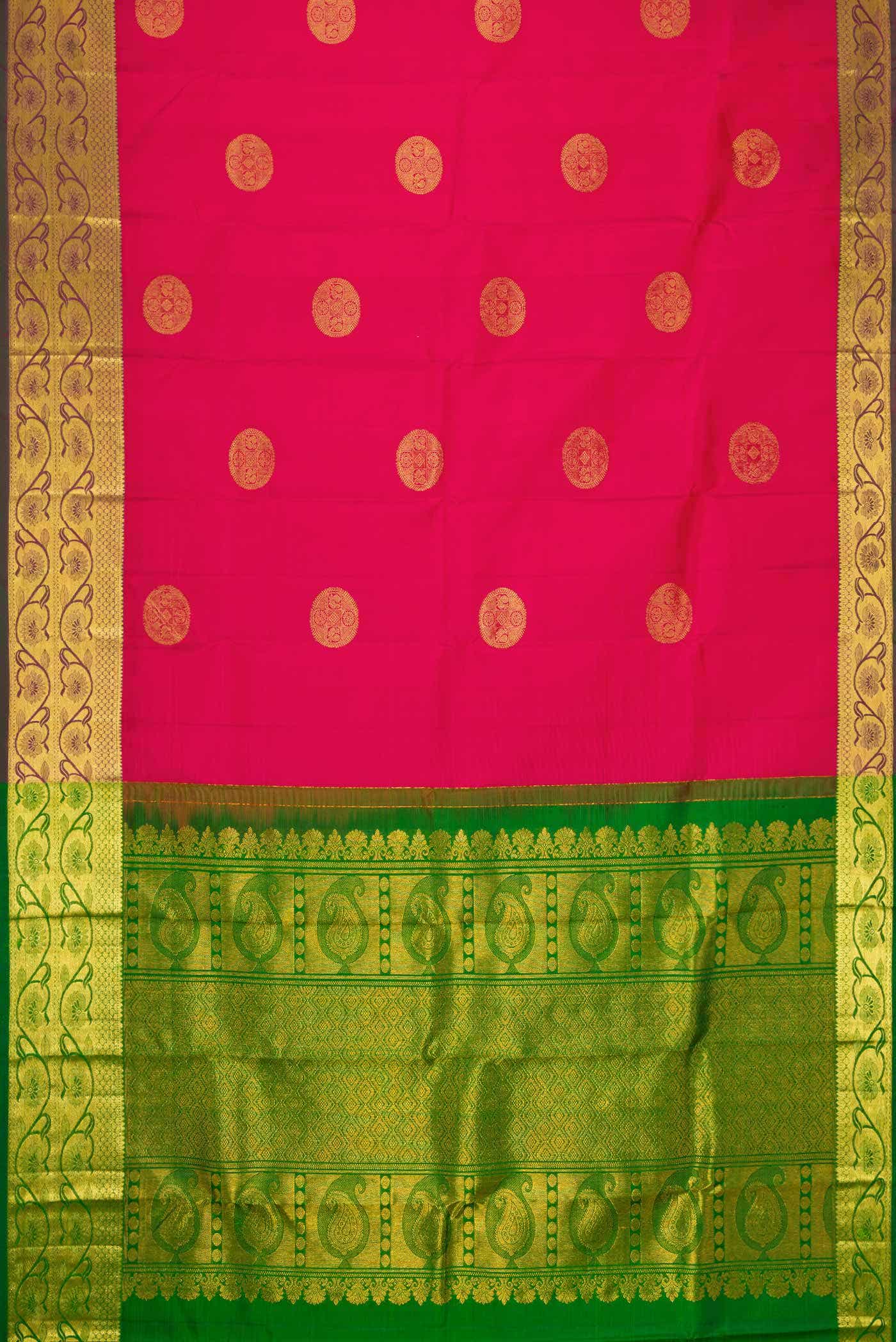 Pure Silk Pure Zari Dark Pink Dual Tone Kanchipuram Saree