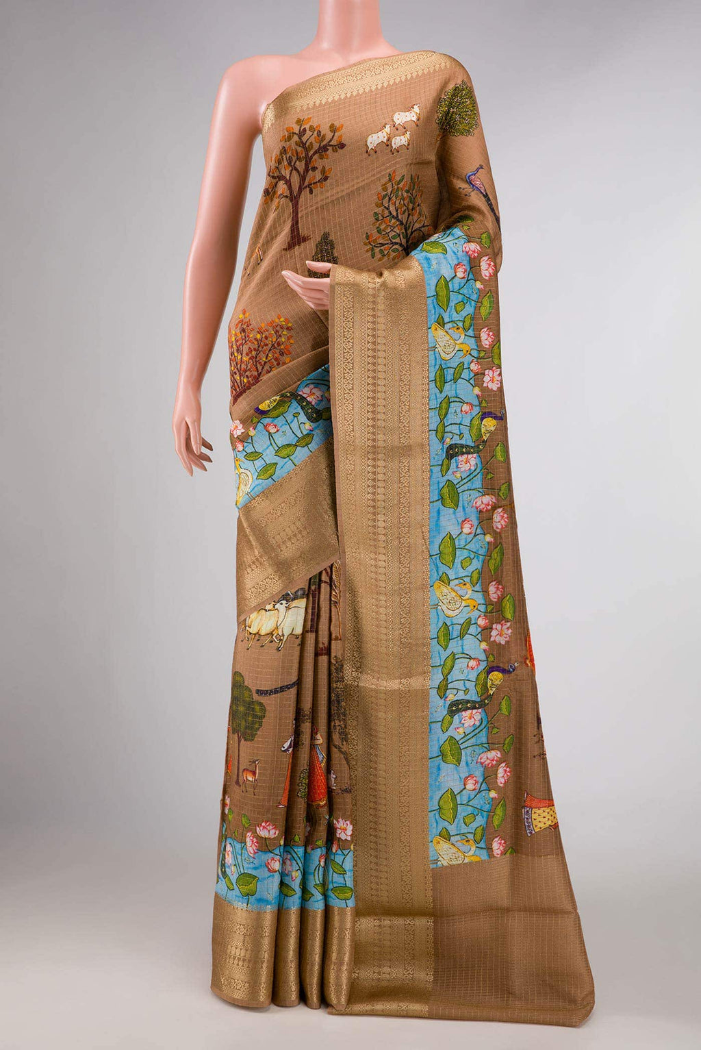 Bronze Dual Tone Tussar Silk Saree