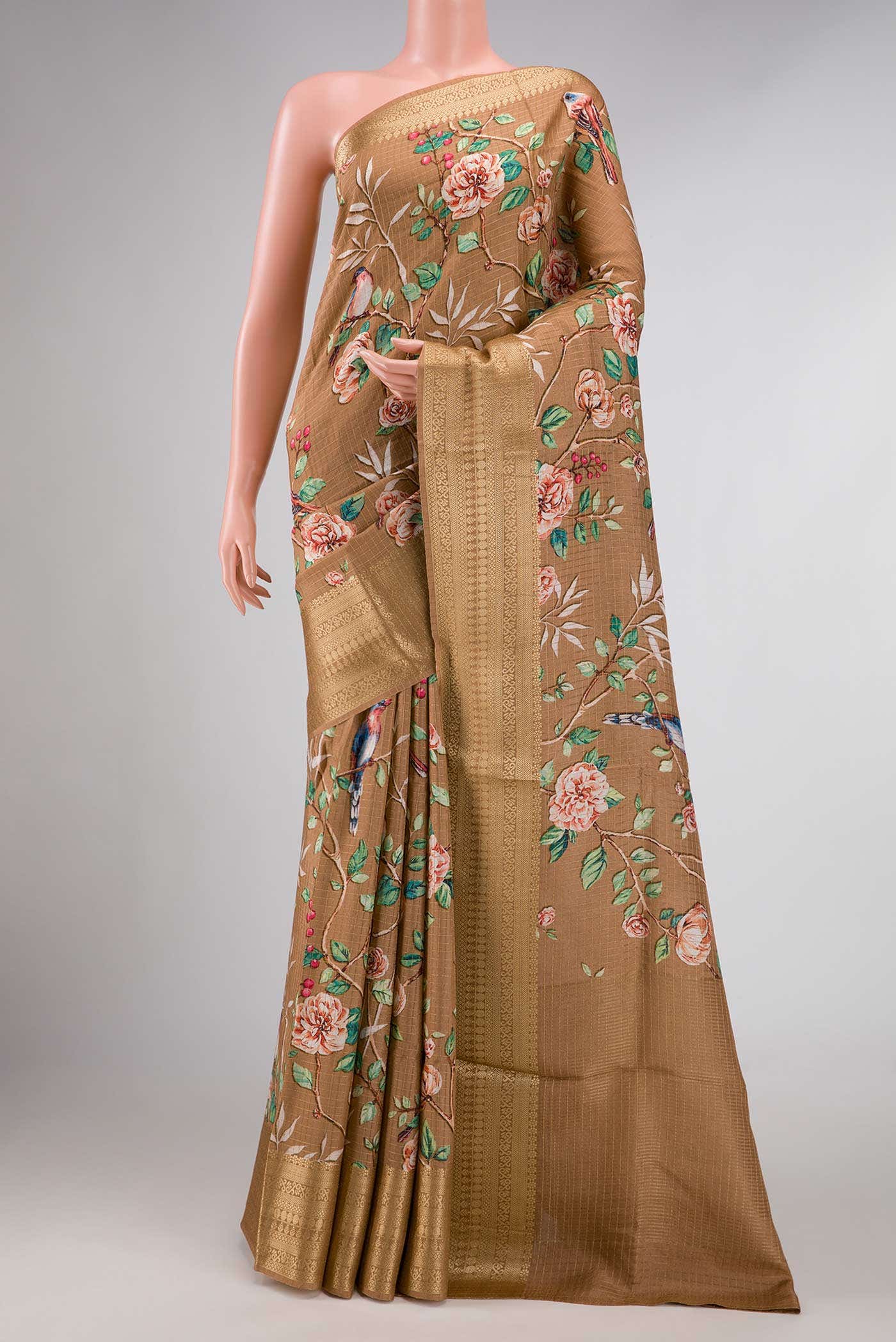 Gold Dual Tone Tussar Silk Saree