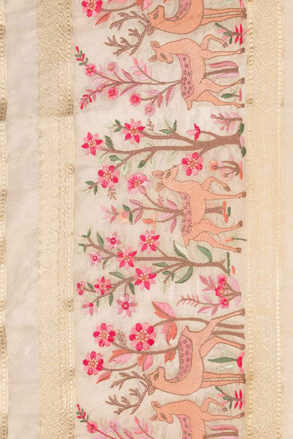 Beige Dual Tone Organza Silk Saree
