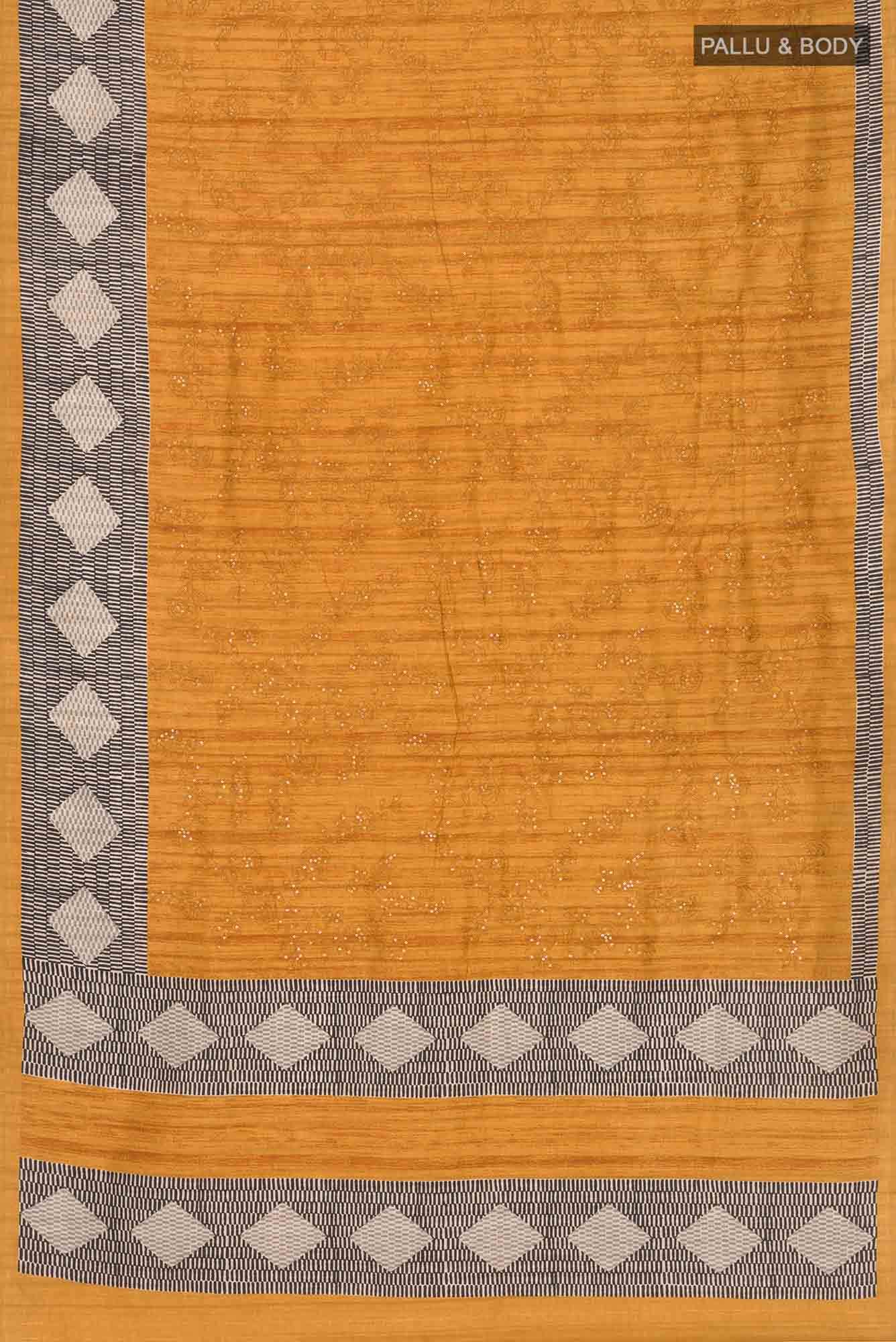 Mustard Blended Tussar Silk Saree