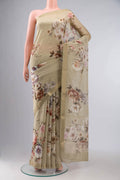 Beige Chanderi Silk Cotton Saree