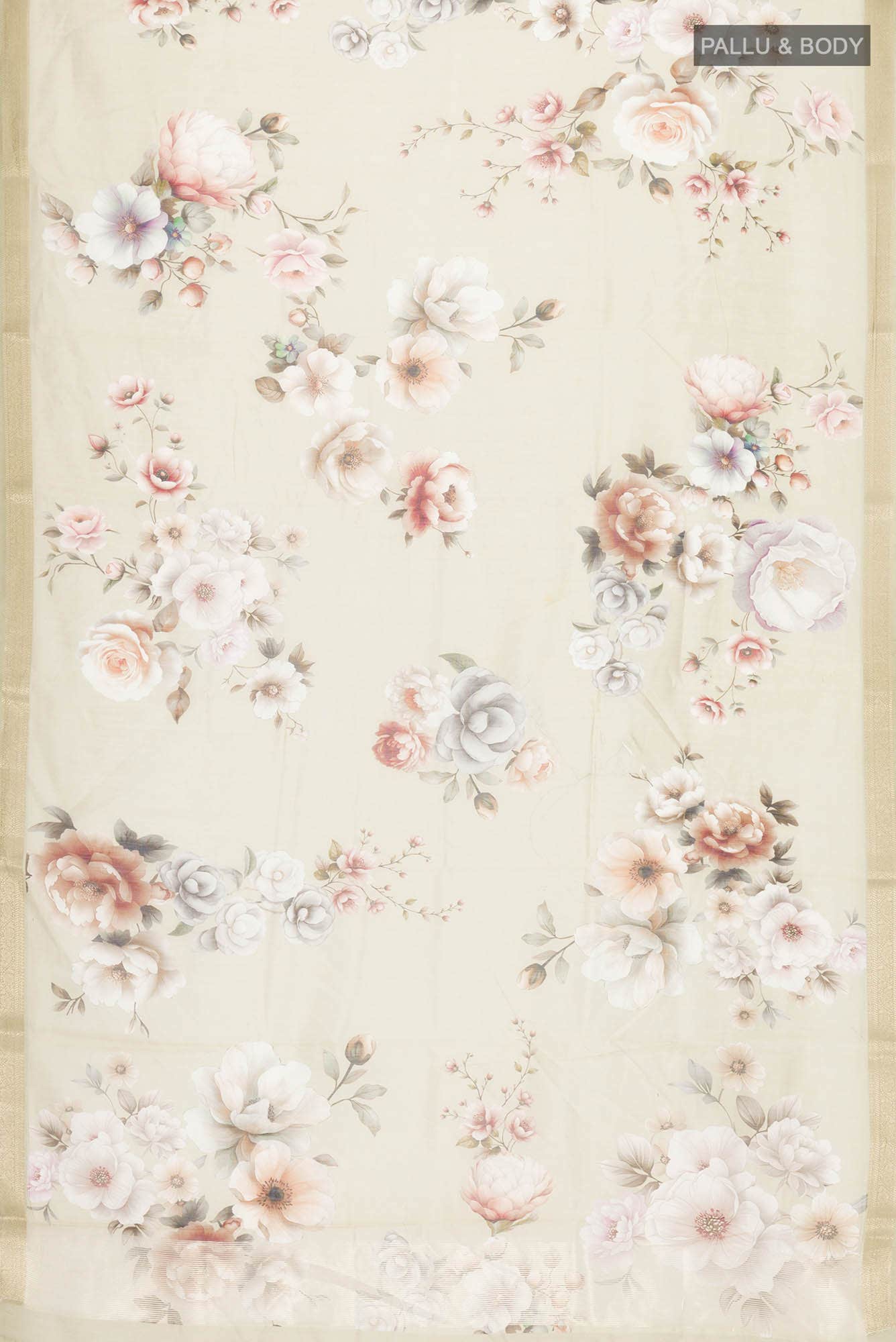 Beige Chanderi Silk Cotton Saree