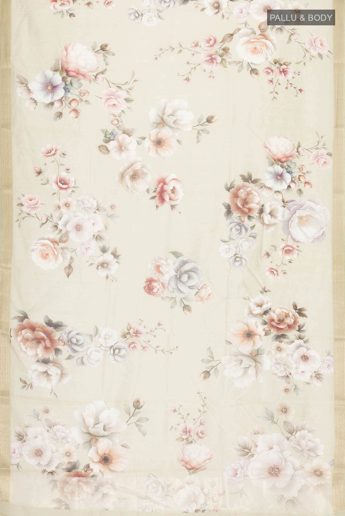 Beige Chanderi Silk Cotton Saree