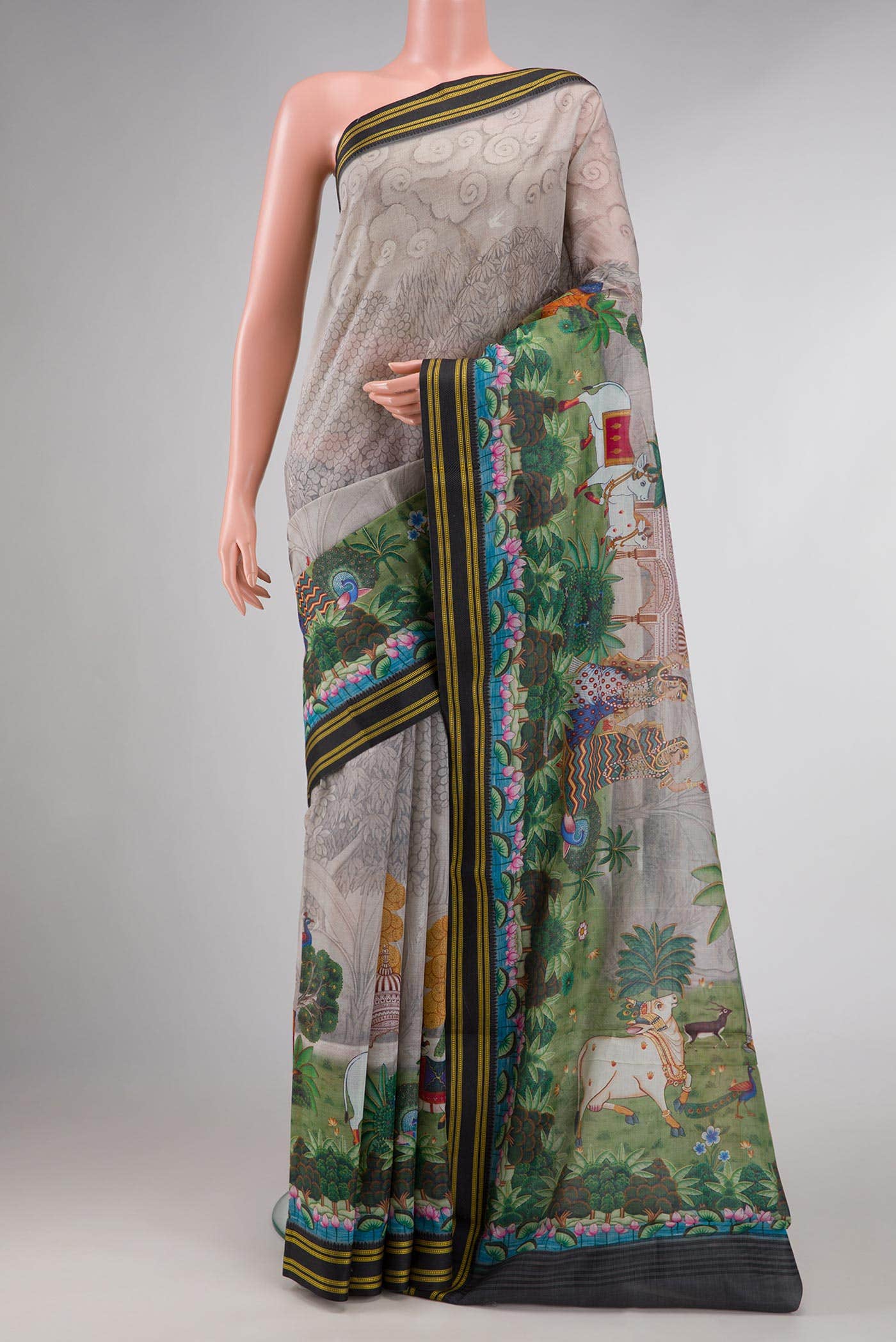 Grey Dual Tone Tussar Silk Saree