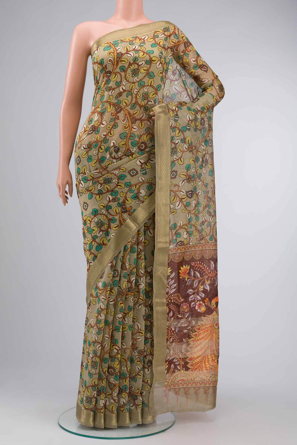 Green Silk Cotton Saree