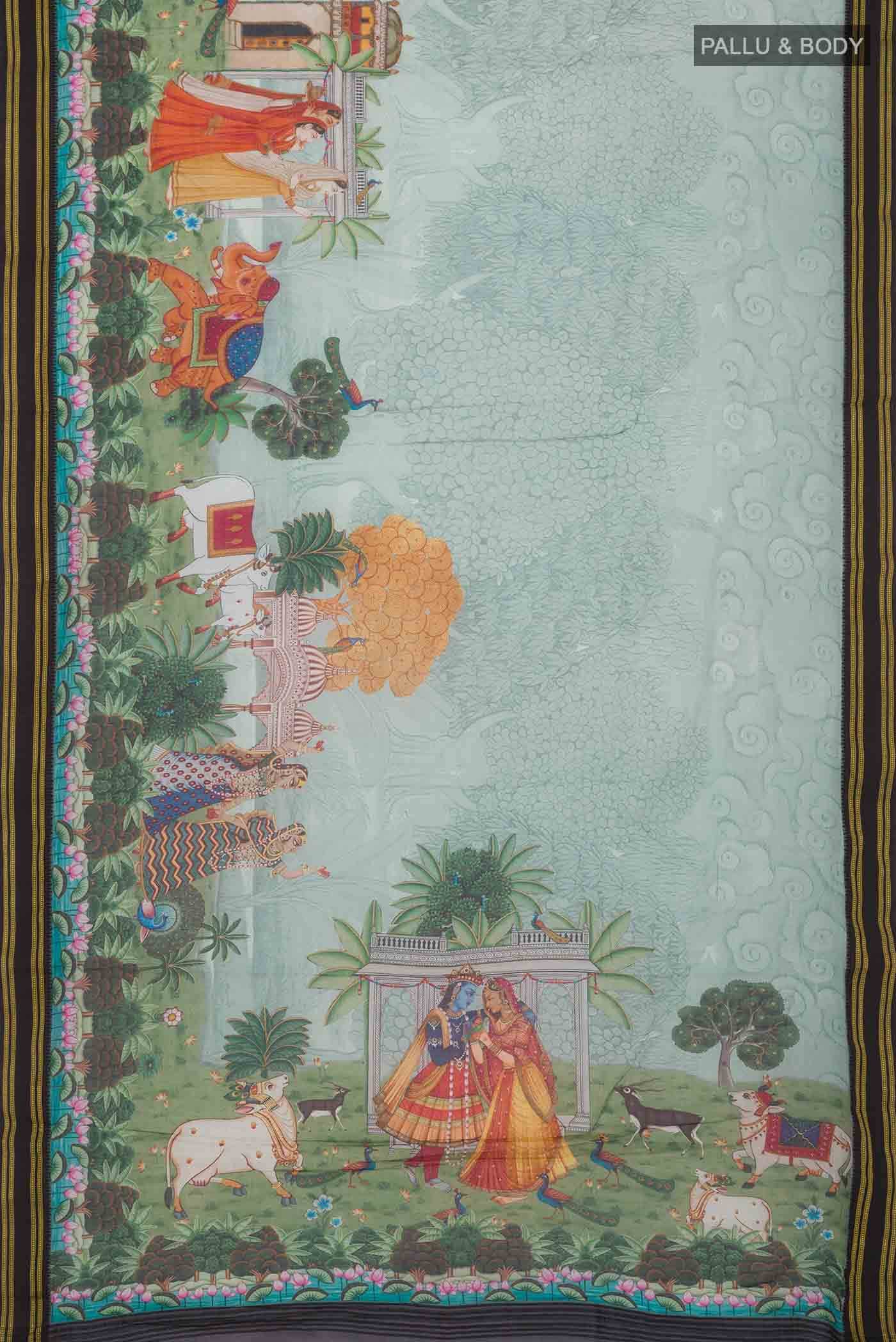 Blue Tussar Silk Saree