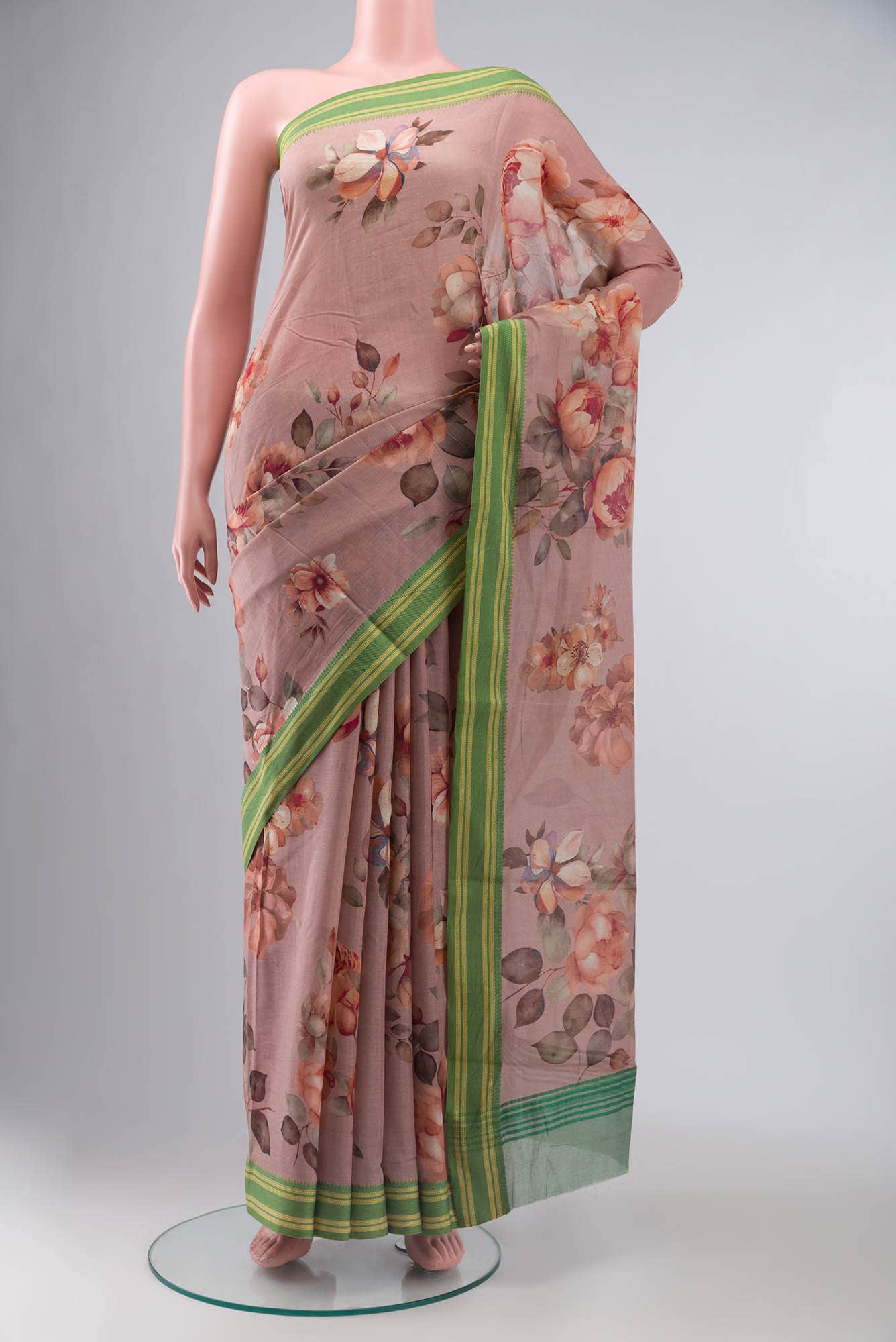 Rose Gold Tussar Silk Saree