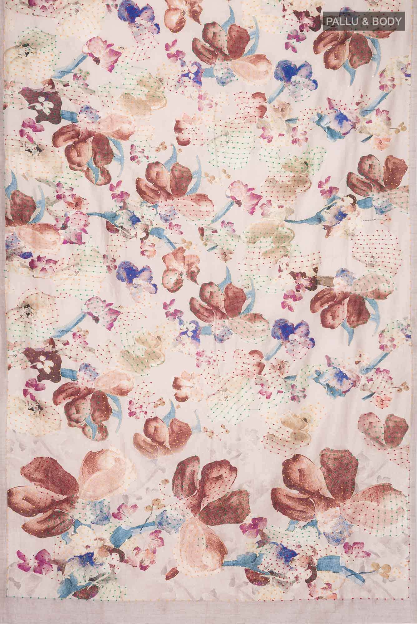 Beige Bhagalpuri Tussar Silk Saree