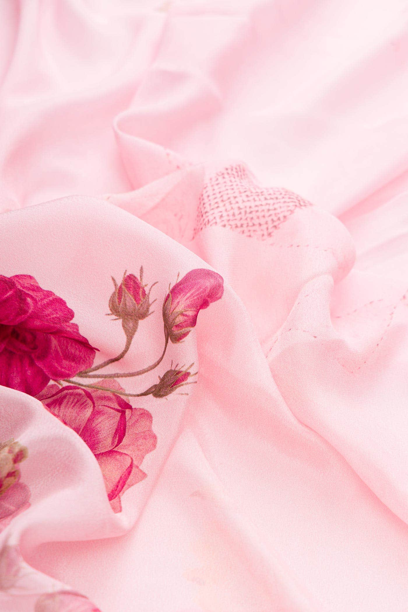 Pink Dual Tone Blended Mysore Crepe Saree