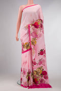 Pink Dual Tone Blended Mysore Crepe Saree