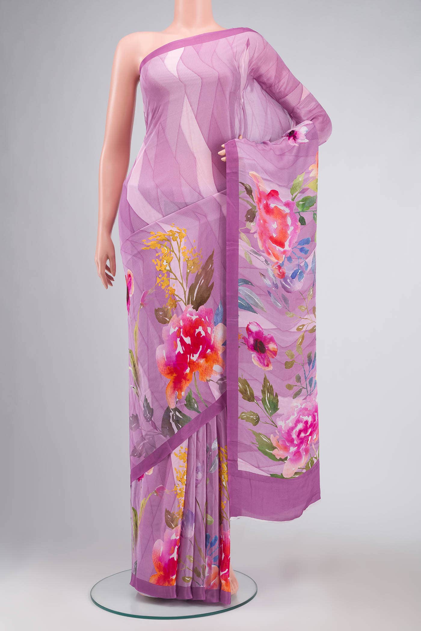 Lavender Blended Crepe Saree