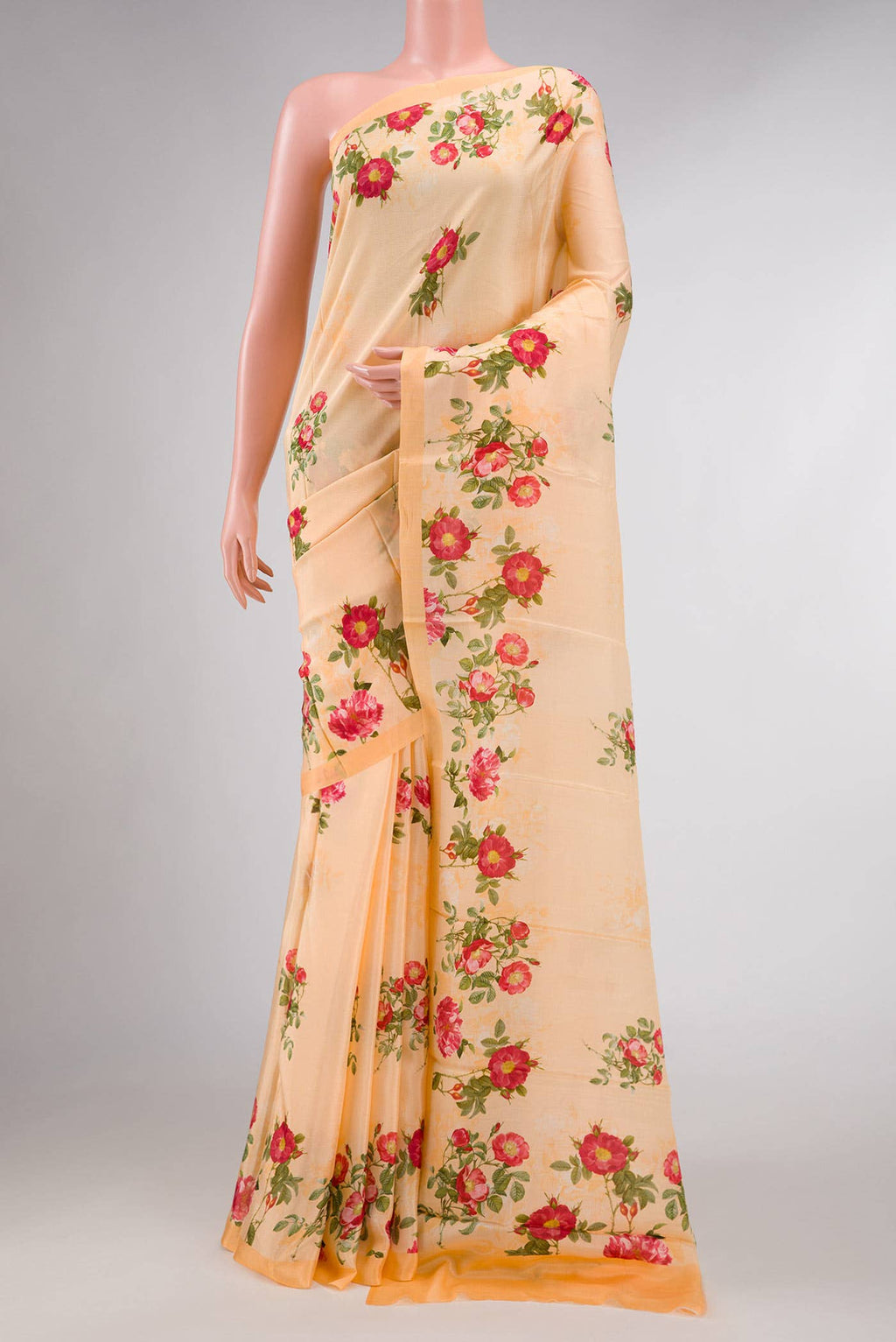 Sandal Dual Tone Blended Mysore Crepe Saree