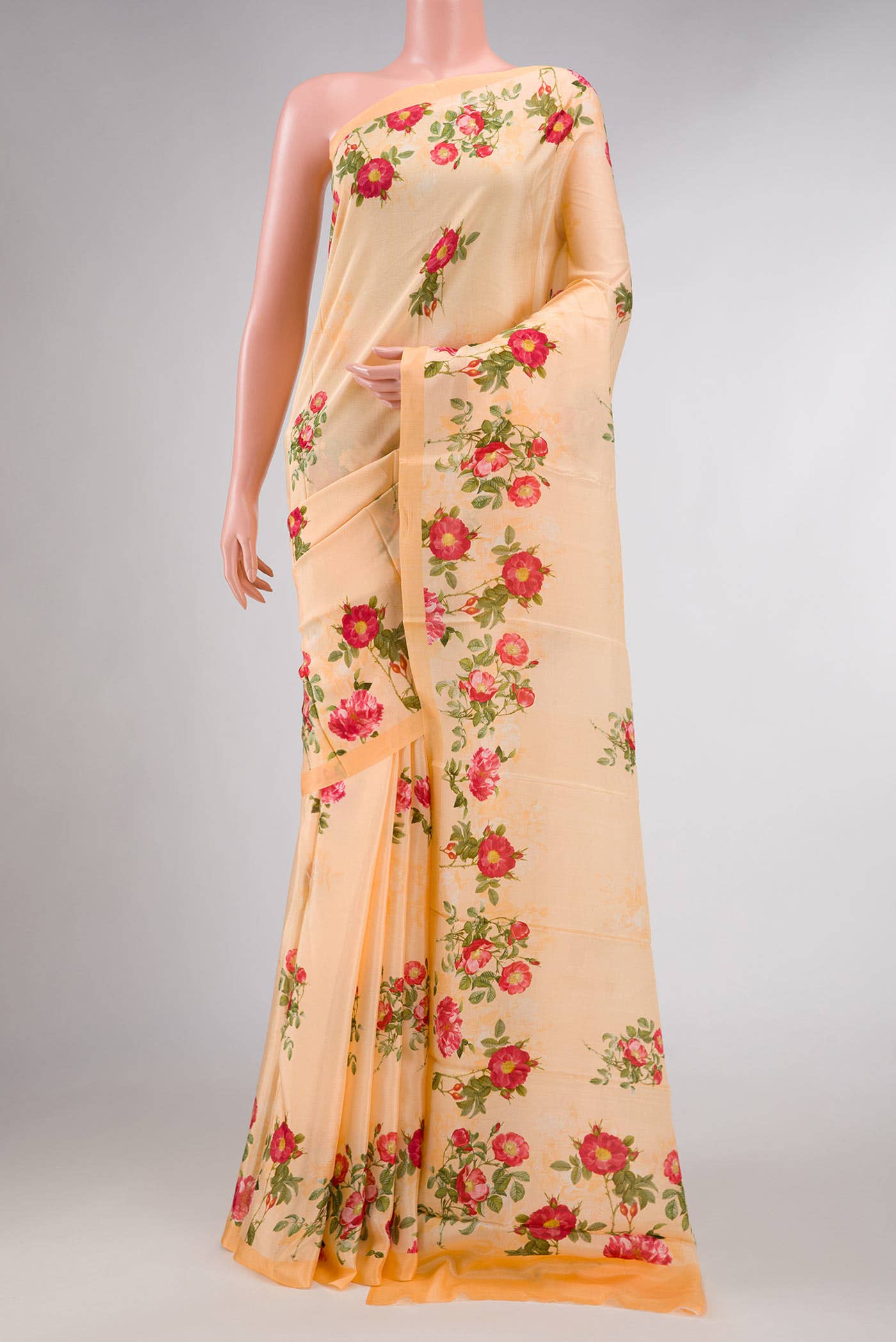 Sandal Dual Tone Blended Mysore Crepe Saree