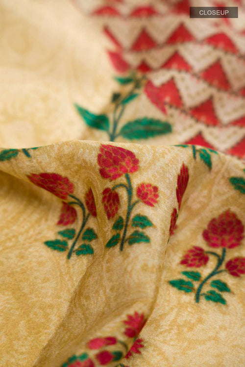 Beige Blended Crepe Saree