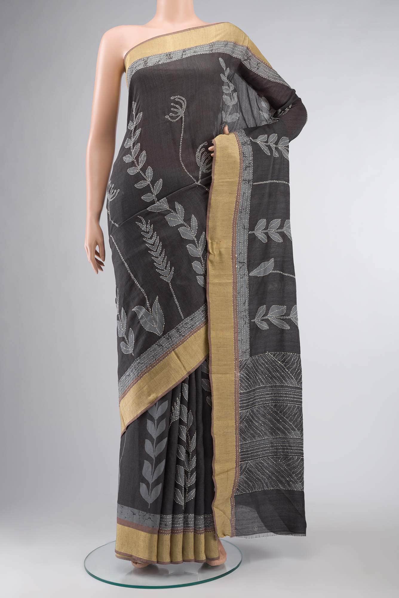 Black Bhagalpuri Tussar Silk Saree