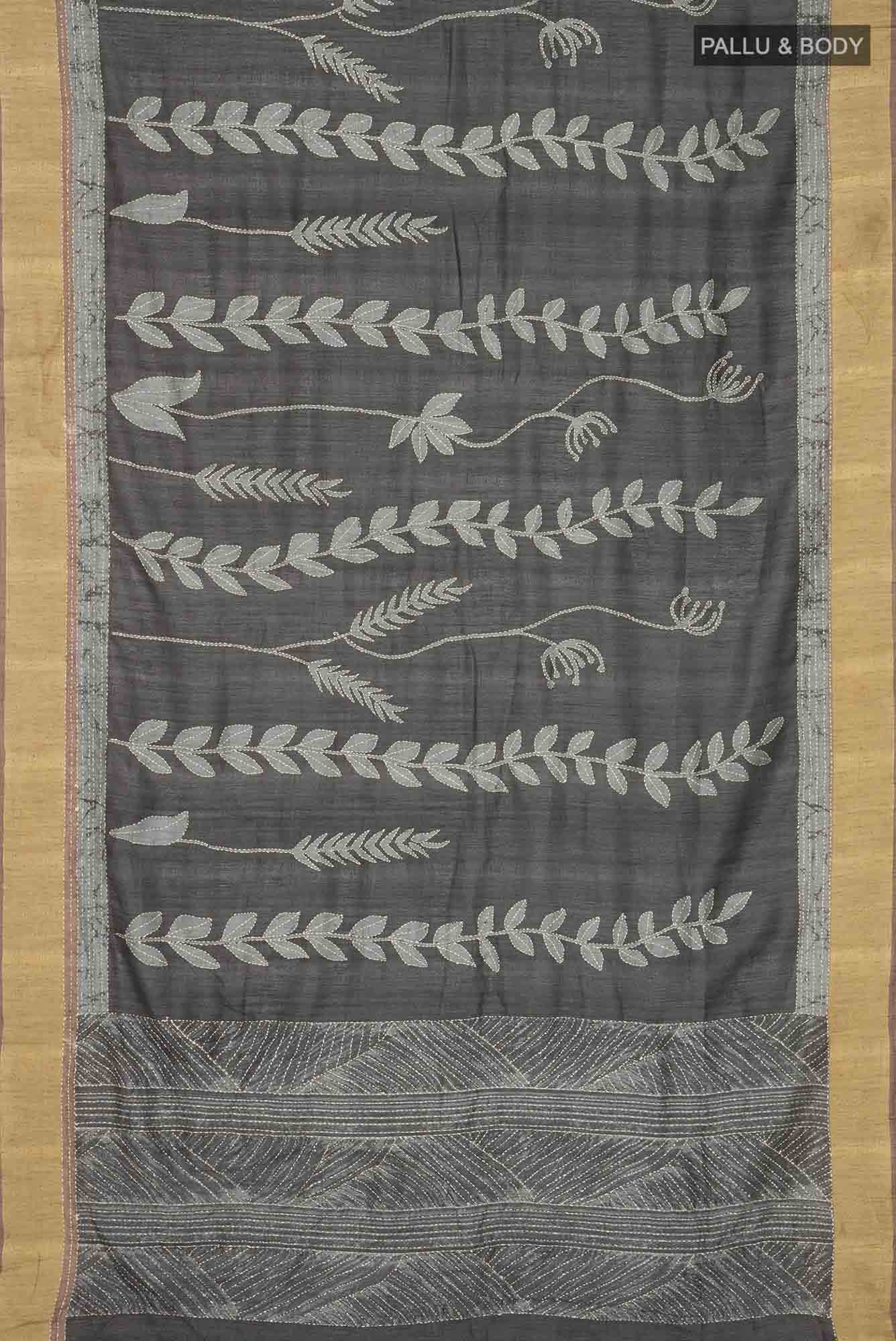 Black Bhagalpuri Tussar Silk Saree