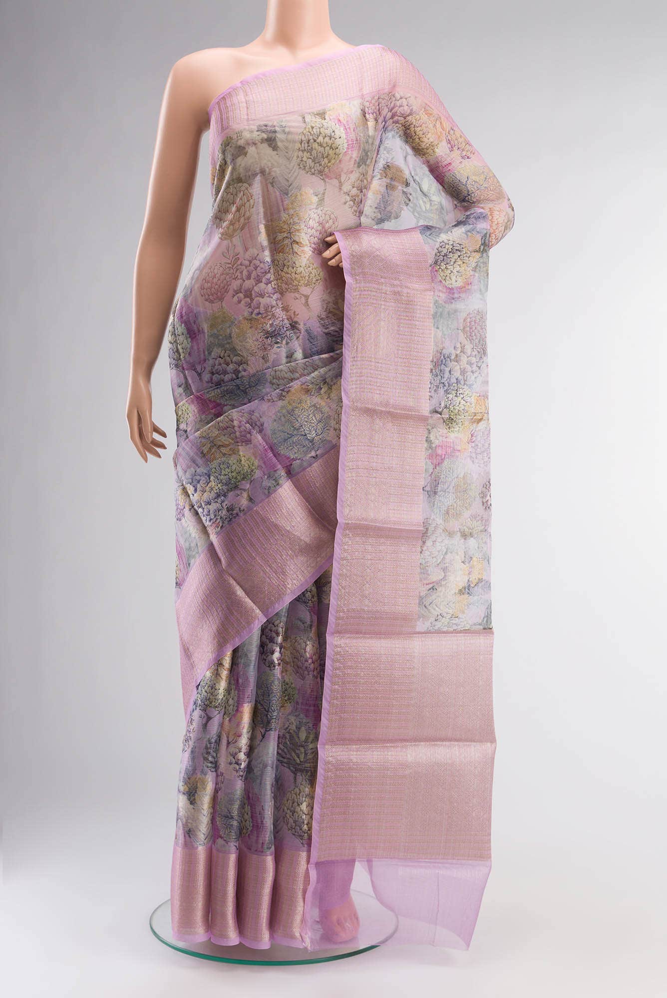 Lavender Blended Organza Silk Saree