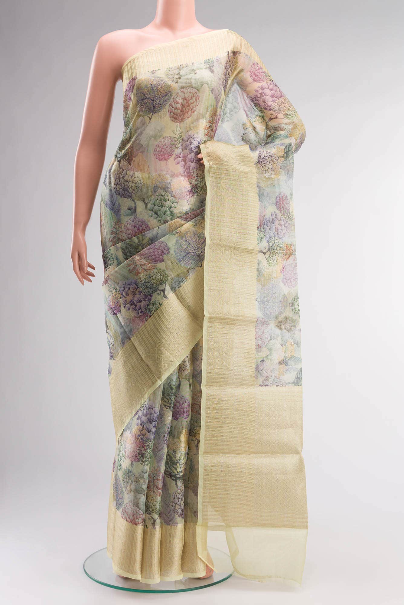 Green Blended Organza Silk Saree