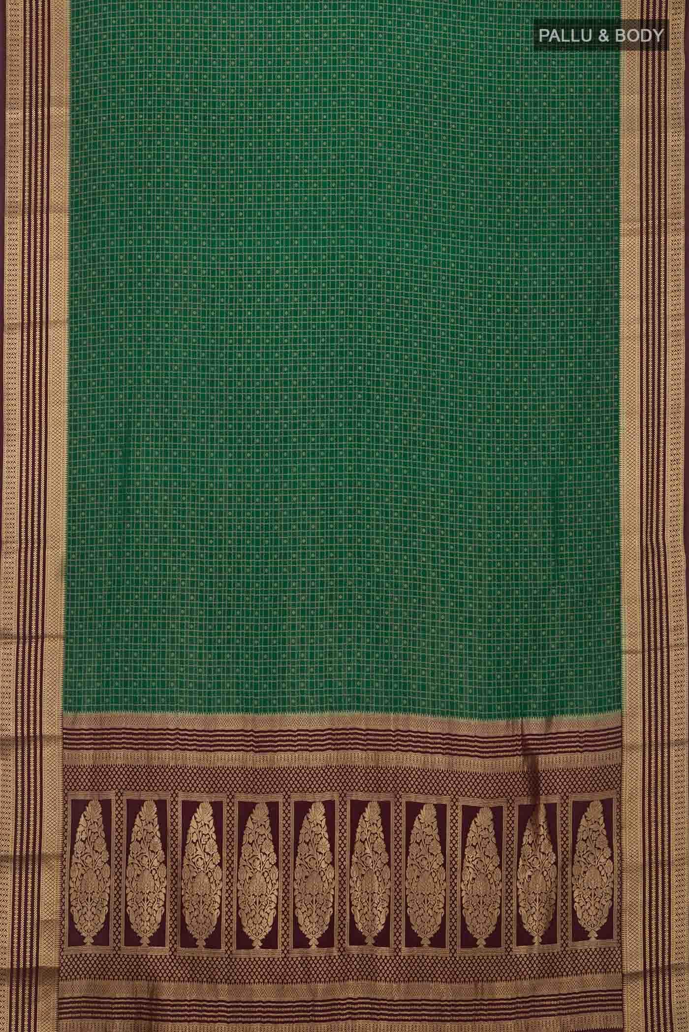 Green Mysore Crepe Saree