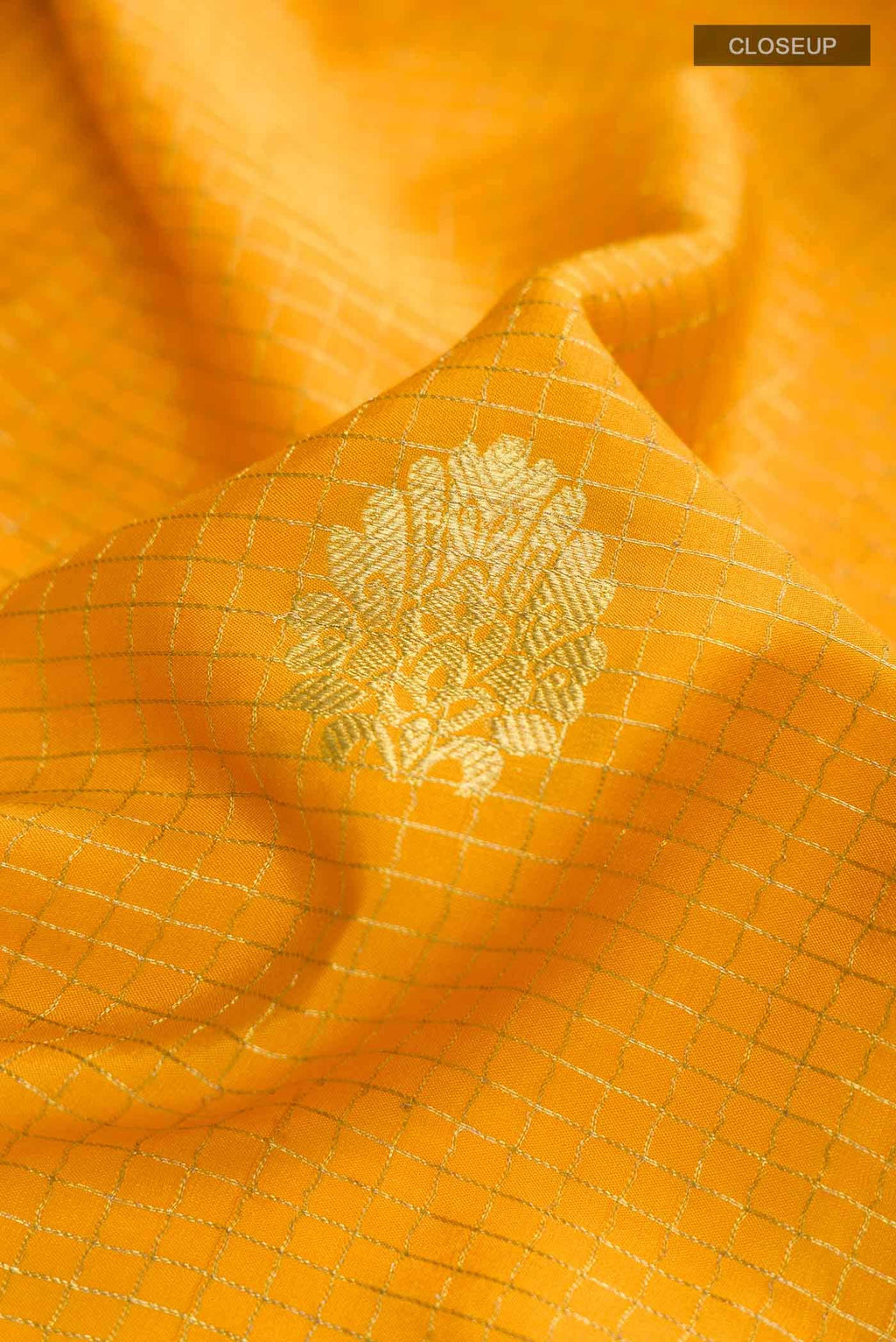 Mustard Mysore Crepe Saree