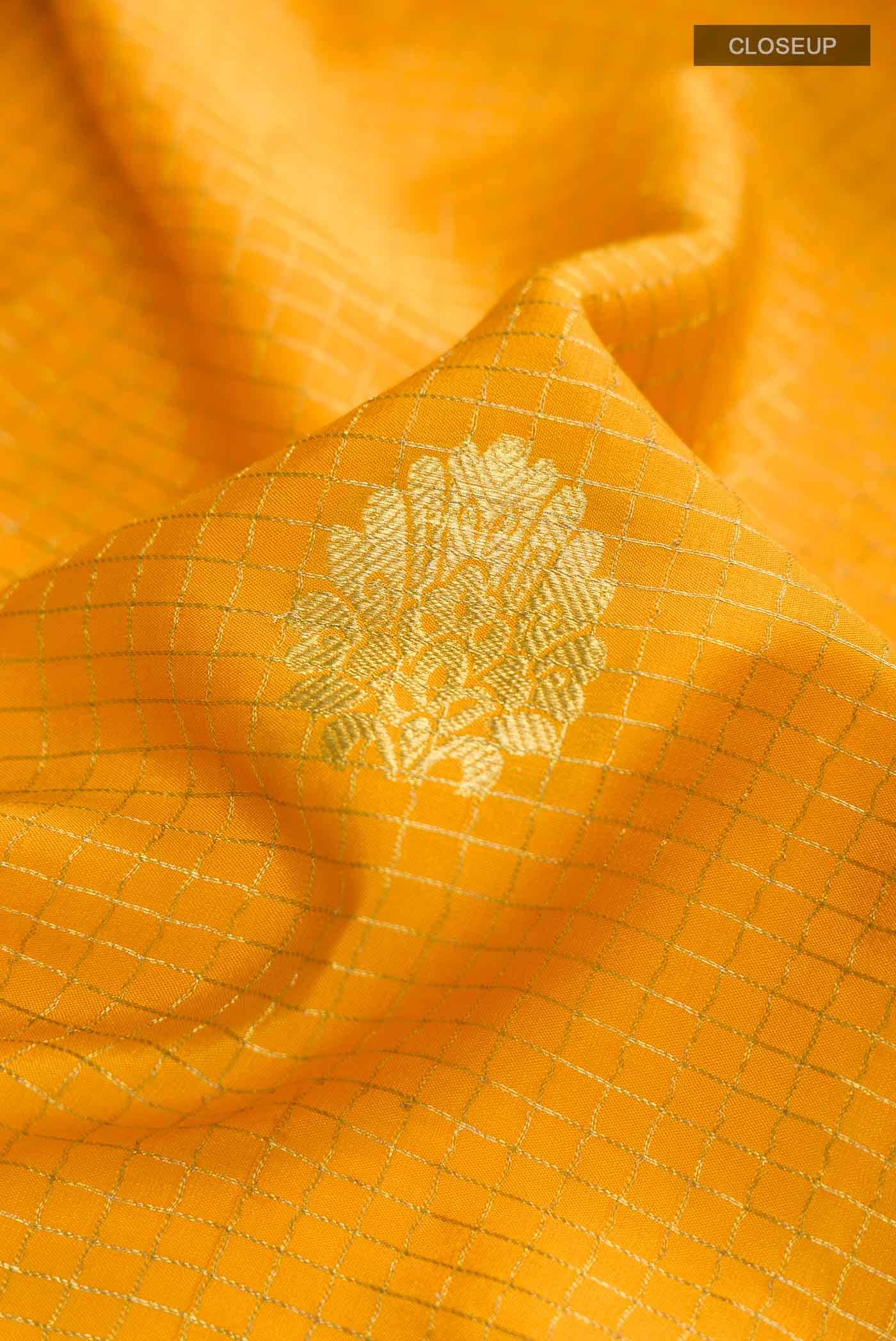 Mustard Mysore Crepe Saree