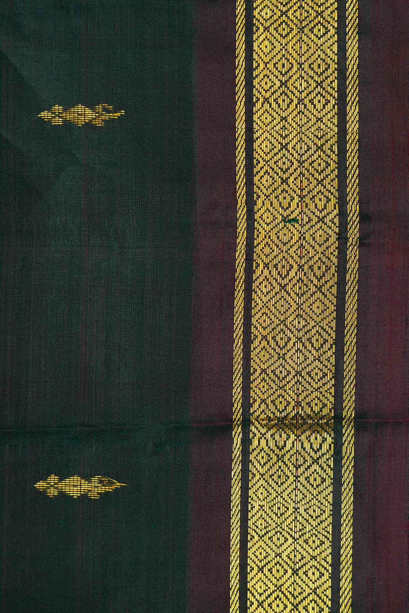 Bottle Green Dual Tone Kanchipuram Silk Saree