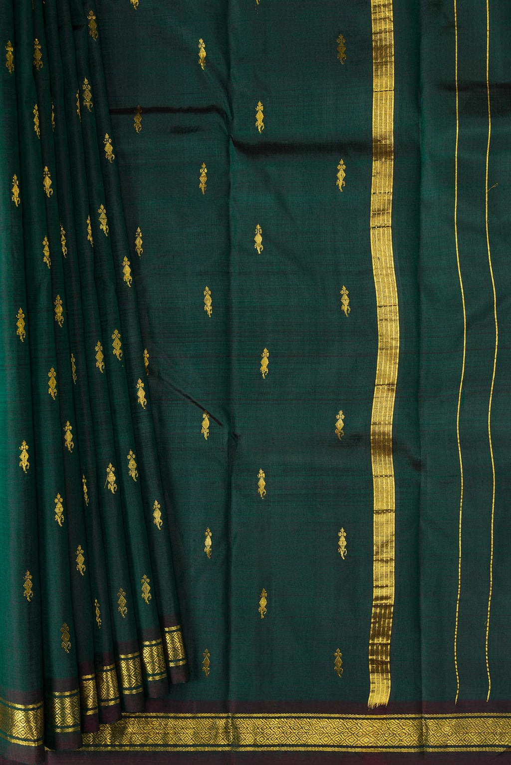 Bottle Green Dual Tone Kanchipuram Silk Saree