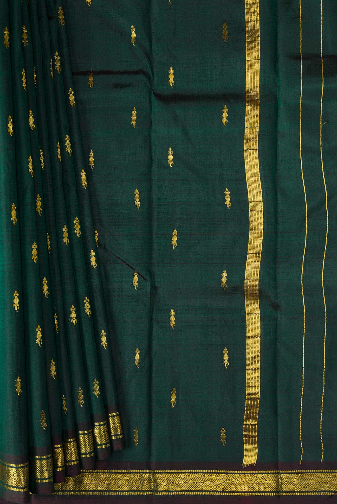 Bottle Green Dual Tone Kanchipuram Silk Saree