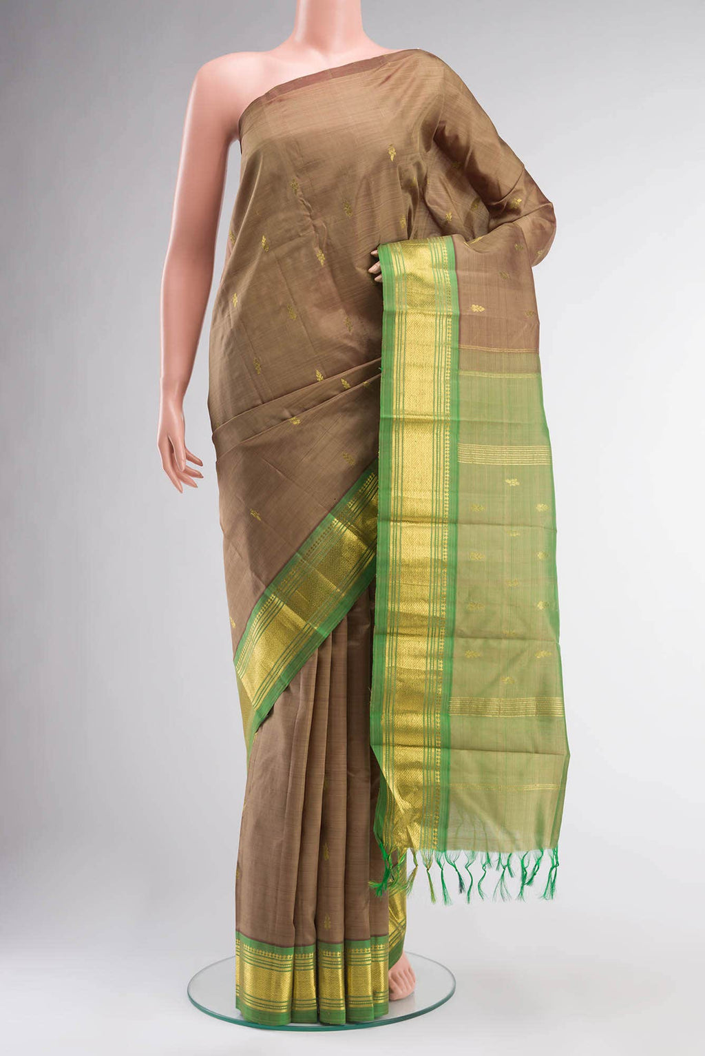 Brown Kanchipuram Silk Saree