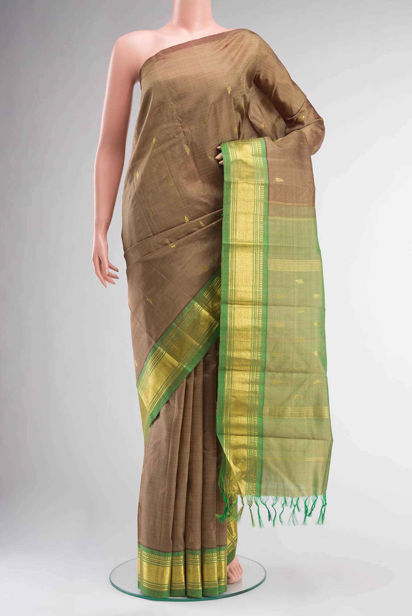 Brown Kanchipuram Silk Saree