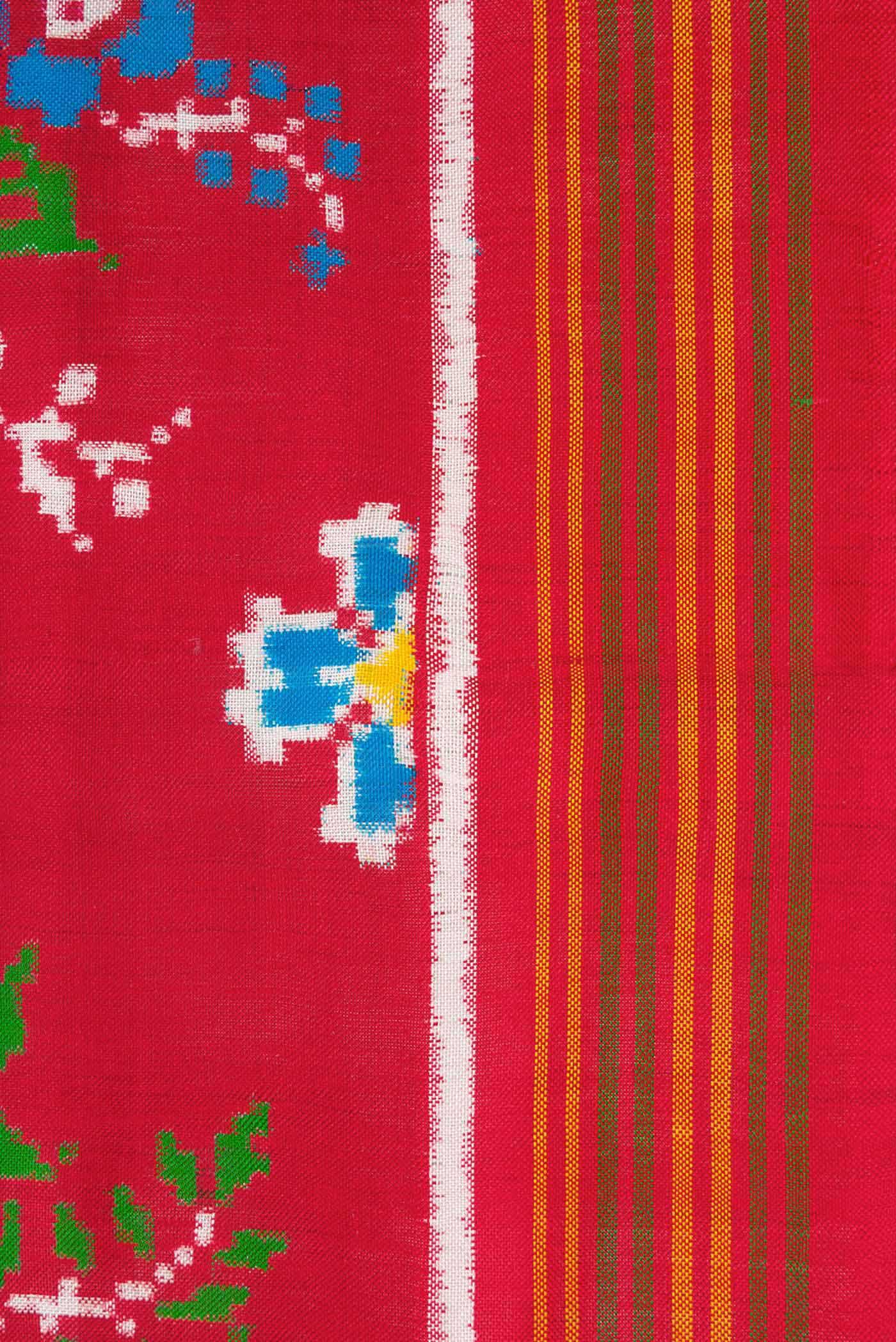 Pure Silk Pure Zari Red Double Ikat Saree