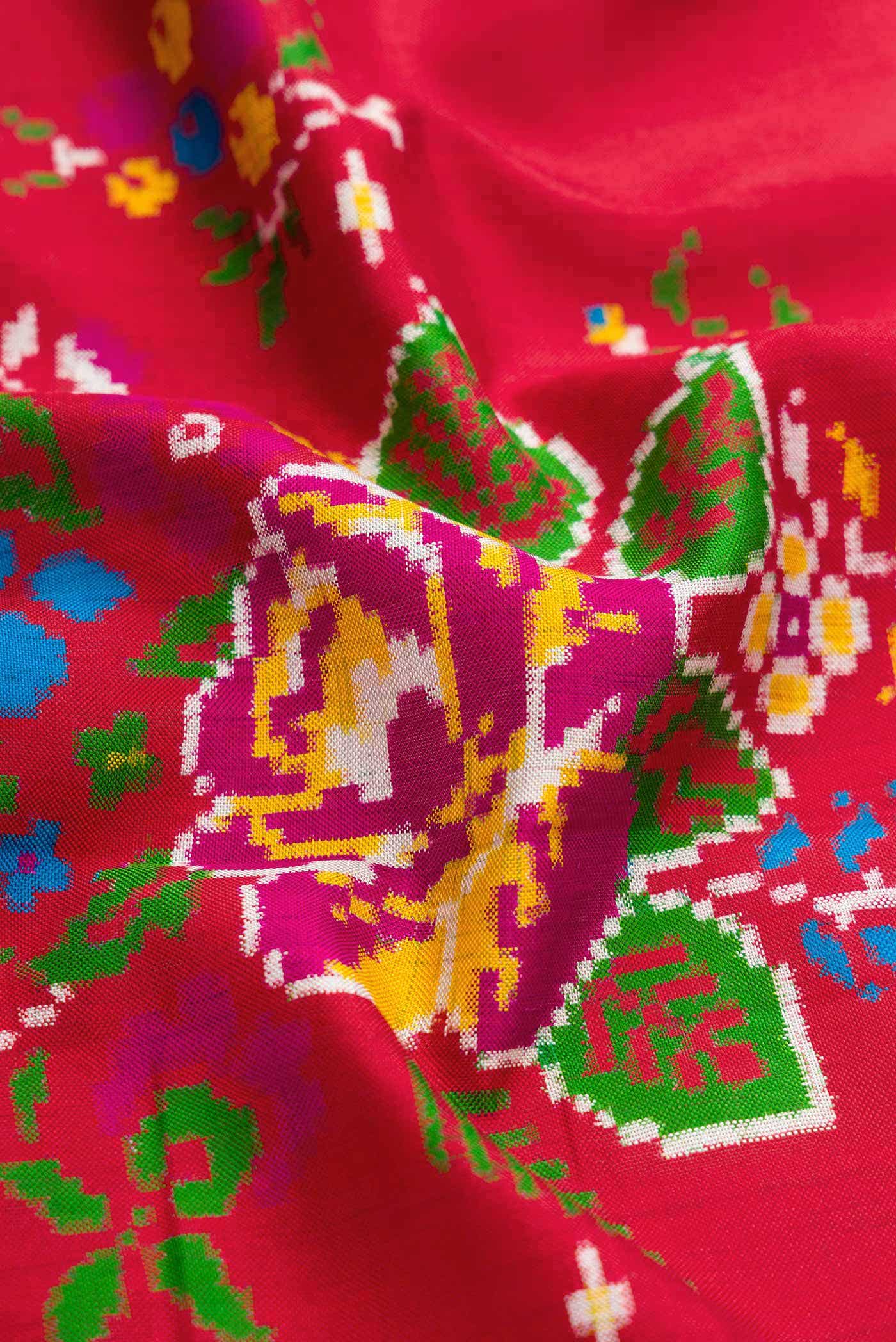 Pure Silk Pure Zari Red Double Ikat Saree