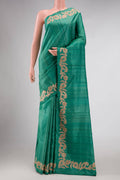Green Dual Tone Tussar Silk Saree